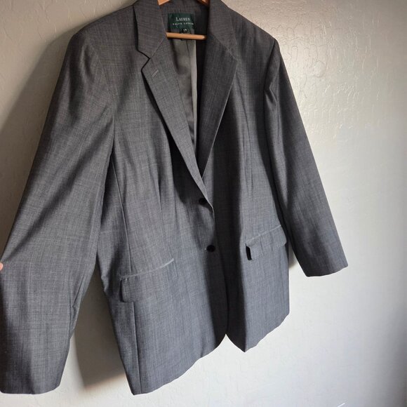 Ralph Lauren Wool Blend Blazer Jacket Grey Size Women's 22W Plus Career Work - Picture 5 of 10